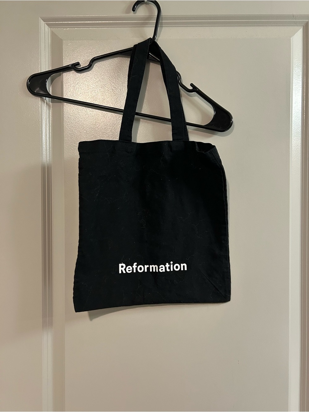 Small Reformation Black Canvas Tote Bag